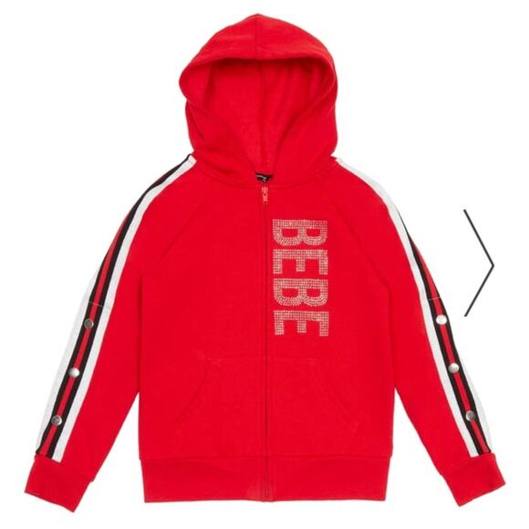 NWT Bebe Girls Red Spell Out Logo Red Hoodie - Picture 1 of 7